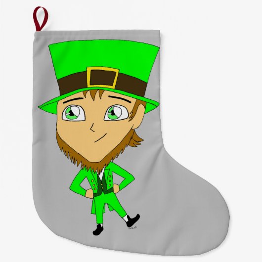 chibi leprechaun grote kerstsok (Voorkant)