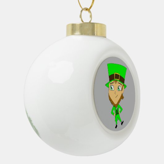 chibi leprechaun keramische bal ornament (Links)