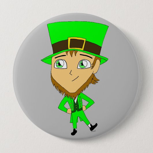 chibi leprechaun ronde button 4,0 cm (Voorkant)