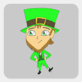 chibi leprechaun vierkante sticker (Voorkant)