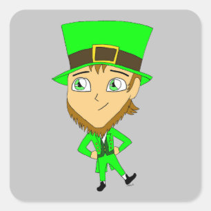 chibi leprechaun vierkante sticker