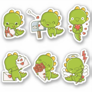 Chibi Leuke Baby Dino Dinosaur Liefde Stickers