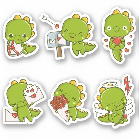 Chibi Leuke Baby Dino Dinosaur Liefde Stickers (Voorkant)