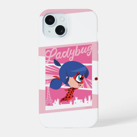 Chibi Lieveheersbeestje in Parijs iPhone 15 Case (Achterkant)