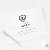 Chibi Love Cat Children's Bookplate met bericht Vierkante Sticker (Envelop)