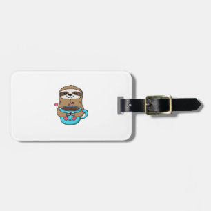 Chibi Luiaard Coffieliefhebber � Schattige Kawaii Bagagelabel