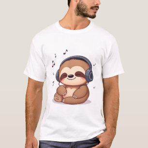 Chibi Luiaard met Hoofdtelefoon � Schattig Kawaii  T-shirt