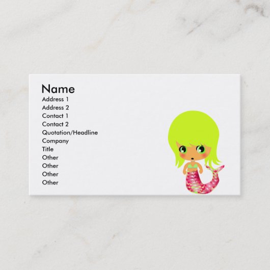 chibi magische zeemeermin 3 visitekaartje (Voorkant)