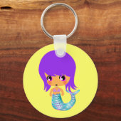 chibi magische zeemeermin paars haar sleutelhanger (Voorkant)