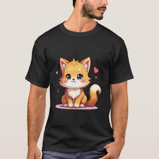 Chibi Maine Coon Kat Illustratie Ontwerp T-shirt (Voorkant)