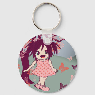 Chibi Manga Anime Little Kawaii Girl Keyring Sleutelhanger