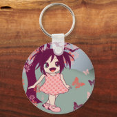 Chibi Manga Anime Little Kawaii Girl Keyring Sleutelhanger (Voorkant)