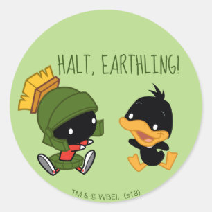 Chibi MARVIN DE MARTIAN™ EN DAFFY DUCK™ Ronde Sticker