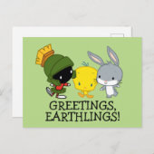 Chibi MARVIN DE MARTIAN™, TWEETY™, & BUGS BUNNY™ Briefkaart (Voorkant / Achterkant)