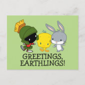 Chibi MARVIN DE MARTIAN™, TWEETY™, & BUGS BUNNY™ Briefkaart (Voorkant)