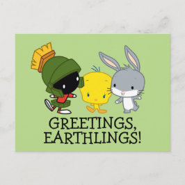 Chibi MARVIN DE MARTIAN™, TWEETY™, & BUGS BUNNY™ Briefkaart