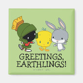 Chibi MARVIN DE MARTIAN™, TWEETY™, & BUGS BUNNY™ Magneet (Voorkant)