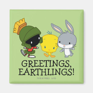 Chibi MARVIN DE MARTIAN™, TWEETY™, & BUGS BUNNY™ Magneet