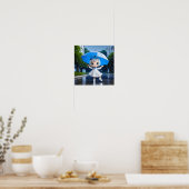 Chibi meisje danst in de regen poster (Keuken)