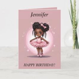 Chibi Meisje dreads Ballerina Verjaardag Kaart