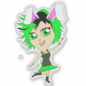 chibi meisje in konijnenpak sticker (Voorkant)