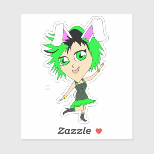 chibi meisje in konijnenpak sticker (Vel)