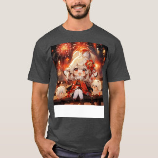 Chibi Meisje in vuurwerk festival T-shirt