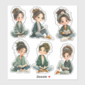 Chibi-meisje-leesstickerset Sticker (Vel)