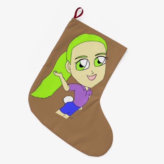 chibi meisje met bunny tail grote kerstsok (Voorkant (Hangend))
