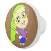 chibi meisje met bunny tail keramische knop (Rechts)