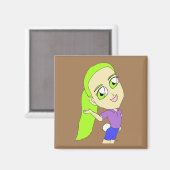 chibi meisje met bunny tail magneet (Voorkant / Achterkant)