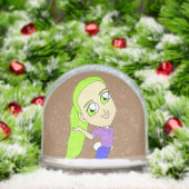 chibi meisje met bunny tail sneeuwbol (Kerstmis)