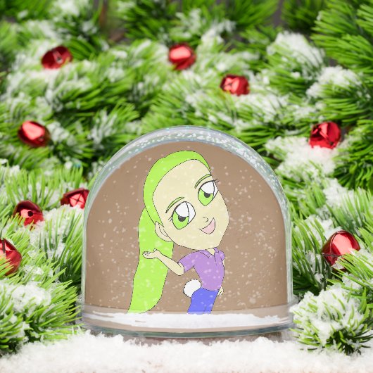 chibi meisje met bunny tail sneeuwbol (Kerstmis)