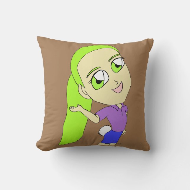 chibi meisje met een bunny staart met kussen (Voorkant)