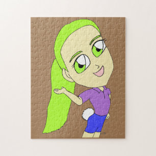 chibi meisje met een bunny tail-puzzel legpuzzel