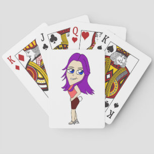 chibi meisje met een konijnenstaart pokerkaarten