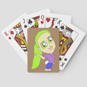 chibi meisje met een konijnenstaart pokerkaarten