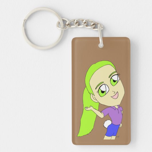 chibi meisje met een sleutelhanger van de bunny ta (Voorkant)