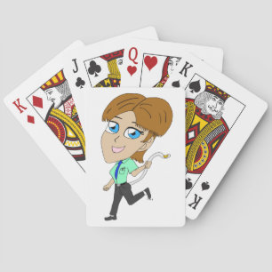 chibi meisje met een staart pokerkaarten