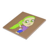 chibi-meisje met een tegel van de bunny tail keram tegeltje (Zijkant)