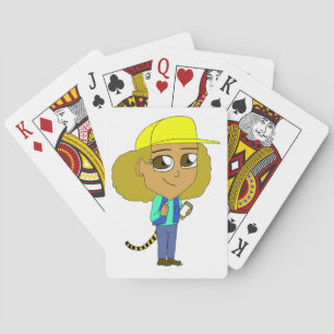 chibi meisje met een tijgerstaart pokerkaarten