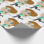 chibi meisje met staart cadeaupapier (Hoek)