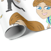 chibi meisje met staart cadeaupapier (Rol Hoek)