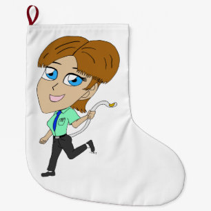 chibi meisje met staart grote kerstsok