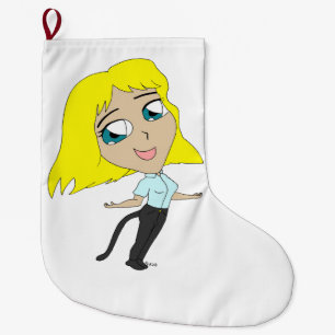 chibi meisje met staart grote kerstsok
