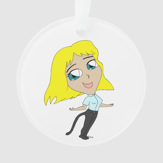 chibi meisje met staart ornament (voorkant)
