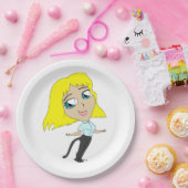 chibi meisje met staart papieren bordje (Feest)