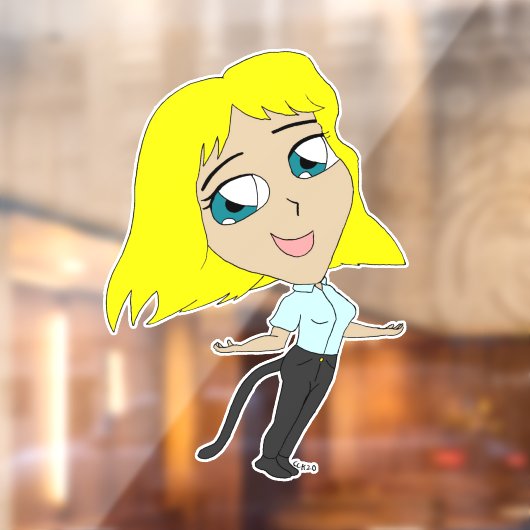 chibi meisje met staart raamsticker (Vel 2)
