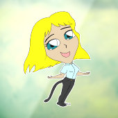 chibi meisje met staart raamsticker (Vel 3)