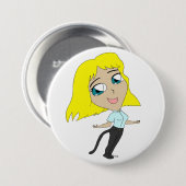 chibi meisje met staart ronde button 7,6 cm (Voorkant /achterkant)